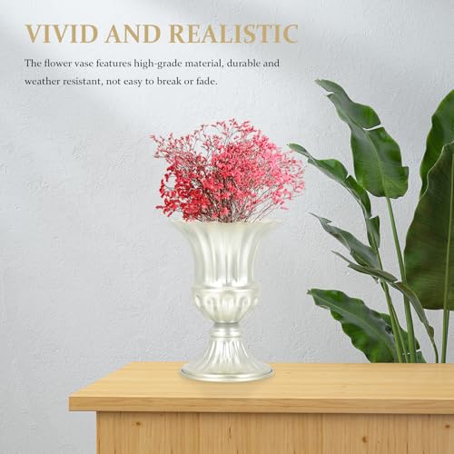 Vase funéraire argenté lot de 2 résistant aux intempéries pour sépulture
