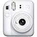 FUJIFILM INSTAX Mini 12 Instant Film Camera | Clay White Bundled with INSTAX Mini Instant Film |40 Exposures + Instax Accessory Bundle + AA Batteries + Cleaning Cloth (10 Items)
