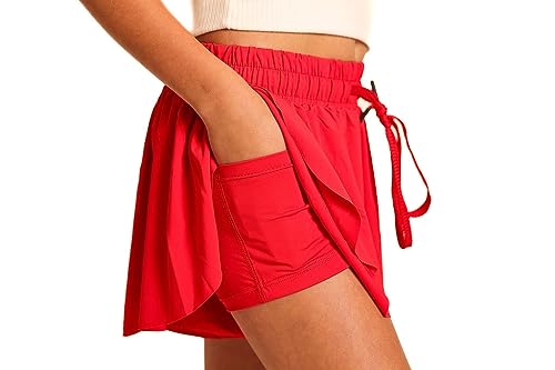 Youth Girls Flowy Athletic Shorts with Spandex Liner. Butterfly Shorts for Fitness, Running, Sports with Drawstring Closure2