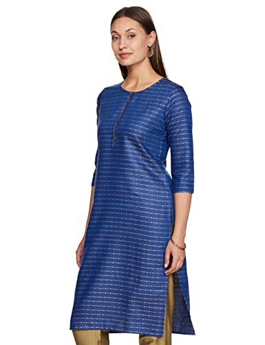 Image of Shiv Textiles Women's Cotton Regular Fit Fashion Kurti (Nikall Blue XL)