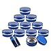 BasicPacking 100 Stück 10ml Blau Leere Rund Aluminiumdose mit Schraubdeckel Alu-Dose Aluminium Schraubdose Cremedose Kerzendosen Kosmetikdosen Blechdosen Aludose mit 100 Stück 25mm Aufkleber