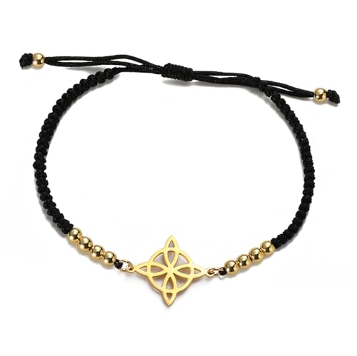 UNIFT Bracelet pour femme avec nœud de sorcière celtique en acier inoxydable avec breloque double corde mystique, one size, Acier inoxydable, Pas de gemme