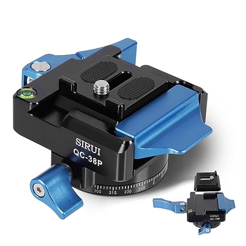 SIRUI 38mm Square Quick Release Plate with 360° Rotating Panoramic Head, Camera Mount Adapter with 1/4 and 3/8 Thread, Quick-Release Attach Plate for Tripod Monopod DSLR Stabilizer, QC-38P
