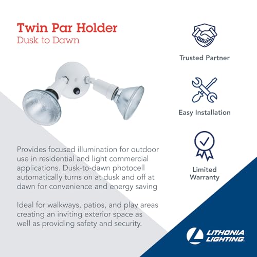 Lithonia Lighting OFTH 300PR 120 P WH-M12 Ofth 300Pr 120 P Wh M12 Adjustable Twin Par Outdoor Flood Light Holder, Photocell Dusk To Dawn Sensor thumb #2