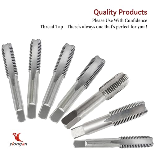 Image of 2Pcs M12x1.25 Metric Right-Hand Thread Tap, Hand M12 x 1.25mm Taper & Plug Thread Tapping Tool for Cutting Internal Threads, Made of Alloy Tool Steel