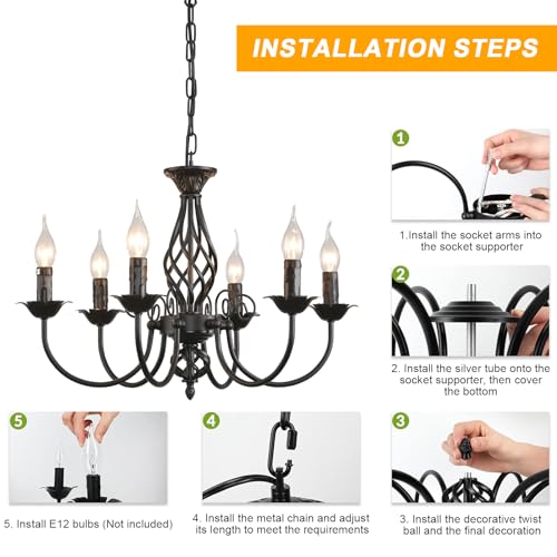 Jaycomey 7300H-B Farmhouse Candle Chandelier thumb #8