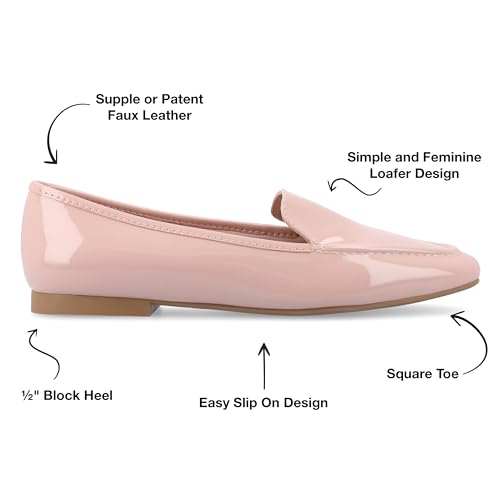Image of Journee Womens Suede Loafer Flat Square Toe Noticed Topline Padded Block Heel - Tullie Casual Dress Shoe