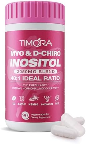 TIMORA Premium 10-in-1 Myo-inositol & D-Chiro Inositol Supplement for Women, Small Capsules for Hormone Balance & Ovarian Support, Skin Health, Plus Folate and Vitamin D - Ideal 40:1 Ratio