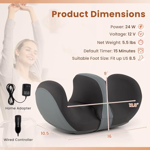 Image of Giantex Foot Massager with Heat, Calf Massager with 3 Massage Intensity, Vibration, Detachable Middle Sponge, Shiatsu Kneading Electric Massager for Thigh, Arm, Waist Relax, Gifts for Women /Men (Grey)