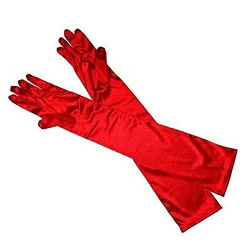 L&Lยฎ LADIES LONG 23" OPERA EVENING SATIN FINGER GLOVES PARTY DRESS PROM (Red)