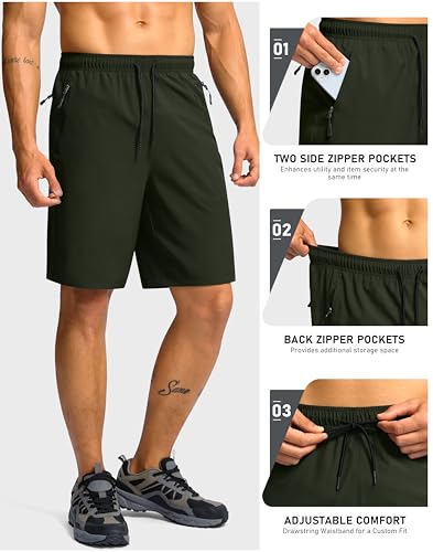 G Gradual Men's Shorts Lightweight Athletic Shorts Army Green4