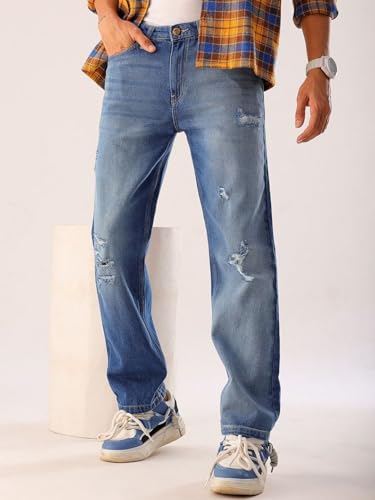 Image of The Indian Garage Co Men Vintage Straight Fit Solid Mid-Rise Jeans