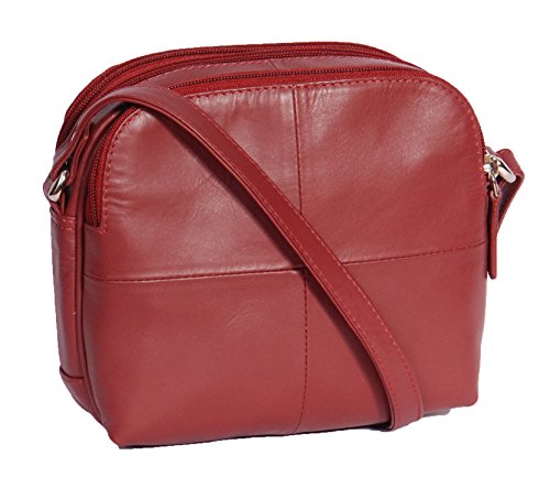 Sac bandoulière Bari Rouge en cuir pour organiser facilement toutes vos affaires de femme