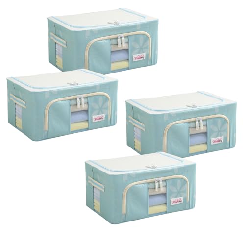 BlushBees® Living Box - Storage Boxes for Clothes, Shirts, Saree Cover - 24 Litre, Pack of 4, Blue