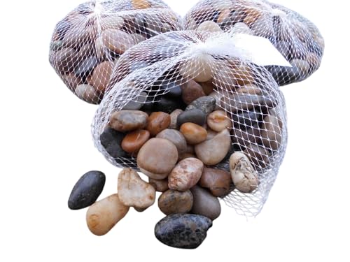 3 Kilo Flusssteine Dekosteine Zierkies Flusskiesel braun-bunt 1-2 cm