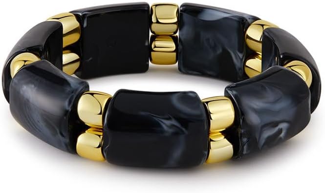 Gold Chunky Bracelets for Women Punk Stackable Chunky Bracelets Acrylic Bamboo Tube Bracelet Stretch Bracelets for Women Summer Beach Jewelry Gift