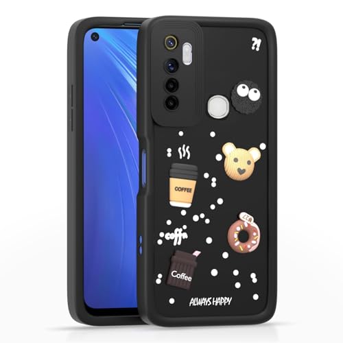 Image of Bintage Cute Fun Taddy| 3D Ball Bear| Donut| Coffee Rubber Case Full Body & Camera Protection Back Cover Compatible for Infinix Hot 9 / Hot 9PRO - Black