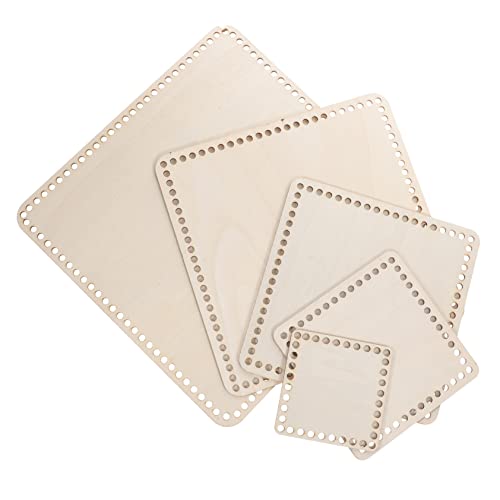 KALLORY Knitting Crochet Basket Bottoms Set 5pcs Wood Base for DIY Weaving Basket Storage Bag Decorative