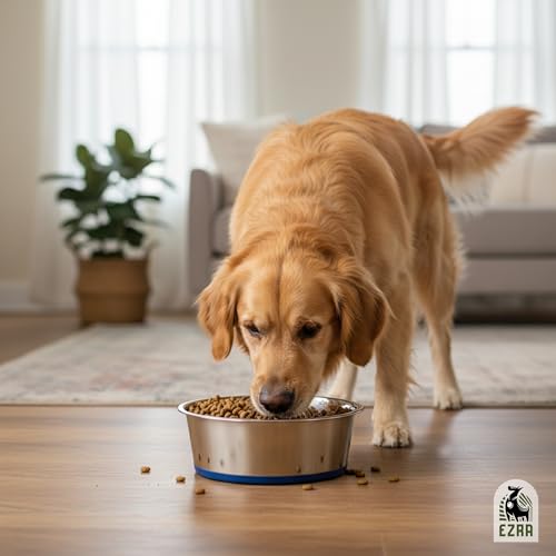 Image of Ezra Classic Stainless Steel Dog Bowl | Anti-Skid Pet Feeding Bowl for Food & Water | Durable & Easy to Clean Bowl for Dogs & Puppies, 4200 ml