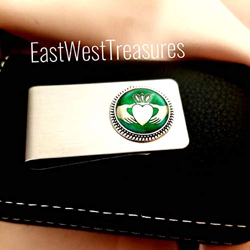 Claddagh Irish Money Clip, Metal Wallet, Credit Card Holder Organizer - Irish Gifts for Men, Silver Steel2