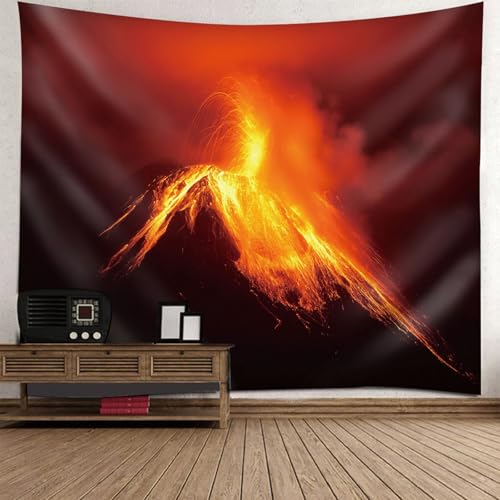 Tenture murale grande taille 300x256cm paysage volcan et tapisserie tissu decoration chambre ado