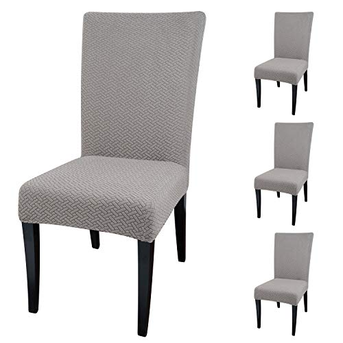 Qishare - Paquete de 4 Fundas para sillas de Comedor, Fundas para sillas de Comedor, Hotel, Ceremonia, Boda(Taupe)