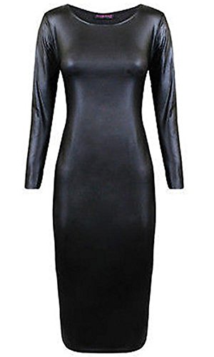Kufv® Women's Pu Leather Long Sleeve Bodycon Pencil Party Bandage Dress #TOP1