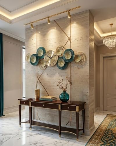 Image of Metal Wall Clock Metal Clock for Bedroom Stylish Wall Clock for Wall Decoration Big Antique Wall Clock (Design 1)