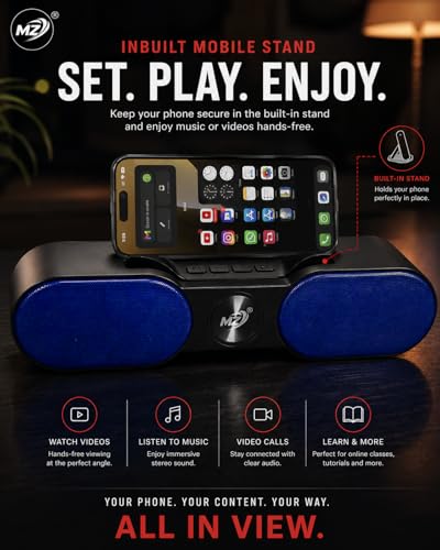 Image of Prime Beat 80W Bluetooth Speaker with Mobile Stand, TWS Pairing, Bluetooth 5.3, 1500mAh Battery, Loud Bass & Clear Sound, USB /TF /FM Support - Wireless Speaker for TV, Laptop, Tablet & Mobile (Blue)