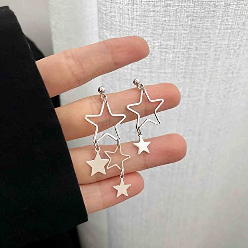 Erimberate Bohemian Star Stud Earrings Vintage Star Drop Earrings Silver Star Dangle Earrings Asymmetrical Earrings Jewelry For Women And Girls (Silver) #TOP4