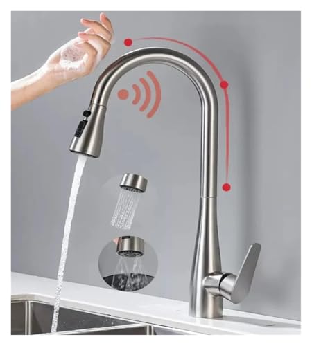 Grifos de cocina con sensor de agua electrónicos monomando táctiles negros 4
