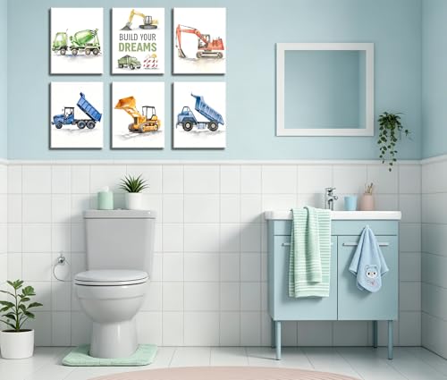 Image of Frimeeme Construction Vehicles Canvas Wall Art for Kids, 8x10 Inches