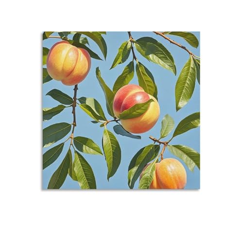 Toile murale abstraite feuilles de pêche AQRJLPM 70x70 cm sans cadre pour salon