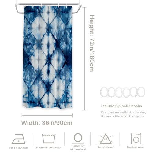 Rideau de douche bleu abstrait 72x36 pouces en polyester imperméable