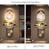 HOLGVE Świetlisty, Trójwymiarowy Obraz Ścienny Piaskowca Oświetleniem LED, Dekoracja Ścienna Metalową Kulą, Sztuka Ścienna Feng Shui(Brown,19.7x39in/50x100cm)