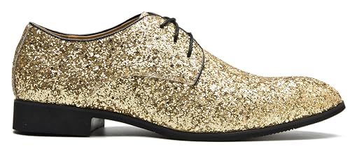 Image of Men's Glitter Oxford Dress Shoes Loafer Burgundy, Lace-up Design,Sparkly Glitter Encrusted for Wedding Prom Black Golden Silver Wine red
