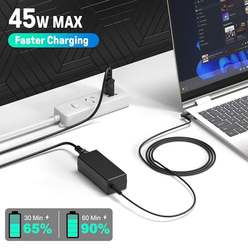 45W Laptop Charger for HP Laptop Computer,19.5V 2.31A Smart Blue Tip Power Adapter for HP Pavilion x360,Envy 11 13 15,EliteBook 840 G3 G5,Chromebook,Spectre,Stream 11 13 14 ProBook Notebook AC Adapter - Image 7