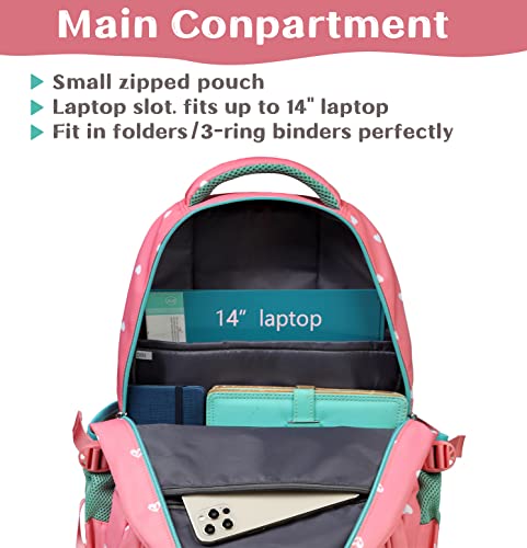 BLUEFAIRY Lightweight Water Resistant Backpack for Girls, Pink, 5-9 Years, Laptop Compartment, Adjustable Shoulder Straps, Breathable Mesh by BLUEFAIRY - Used condition - Image 2