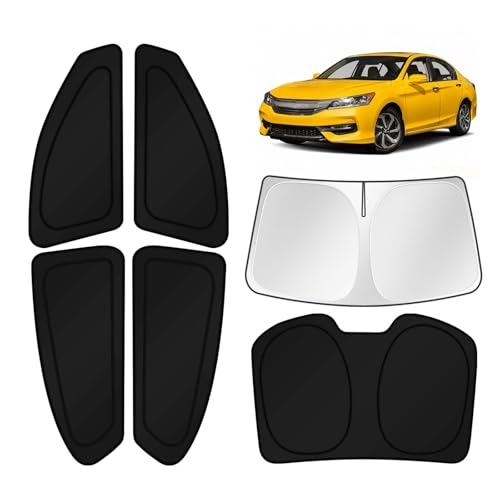 Image of KUST Car Window Shades for 2013-2017 Honda Accord Accessories Windshield Sun Shade Side Rear Window Covers Sunshade Privacy Protection for Camping Blackout UV Block Full Set 6PCS