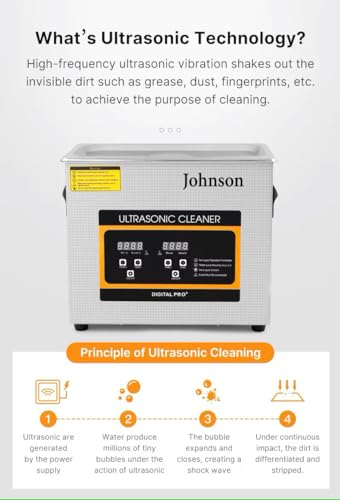 Image of Johnson Ultrasonic Cleaner 3L - Professional Ultrasonic Cleaning Machine with Digital Timer, Heater, 40kHz for Retainers, Dentures, Jewelry, Glasses, Watches - Home and Commercial Use