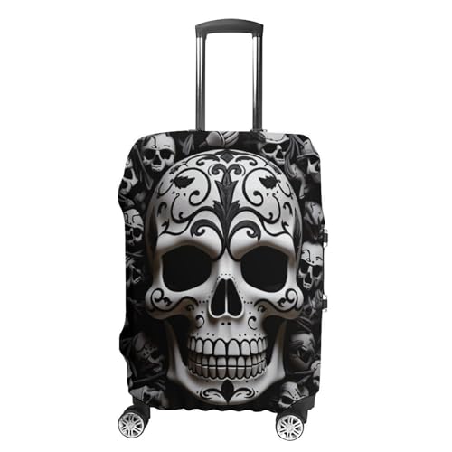 Carry on Luggage Cover Skulls Suitcase Covers for Luggages Tsa Approved Travel Luggage Sleeve Protector Elastic Suitcase Protector Anti-Scratch Washable Fits 19-30 Inch Case -XL