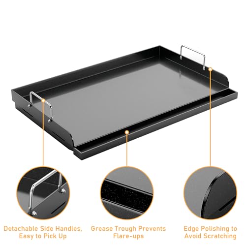 Utheer-25-x-16-Nano-Ceramic-Nonstick-Griddle-for-Gas-Charcoal-Grills--Universal-Flat-Top-with-Grease-Groove-Reinforced-Ridges-High-Sidewalls-Perfect-for-Healthy-Cooking-Parties-Camping