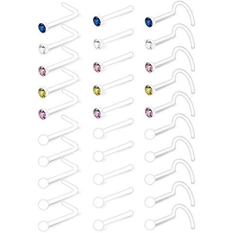 LAURITAMI 20G Clear Nose Studs and Retainers Cover