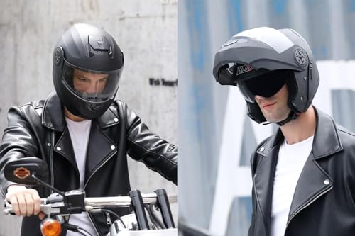 Casque de moto bluetooth modulaire à bascule avec microphone et visière