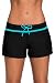 Aleumdr Womens Color Block Wide Waistband Swim Shorts Trunks Tankini Bottoms Boyshort Swimsuit Panty Medium Size Black