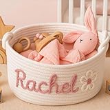 BFBZYME Cesta De Regalo Personalizada Para Bebés, Cesta De Algodón Con Nombre Personalizado Para Baby Shower Para Niño O Niña, Organizador De Juguetes, Regalo Para Recién Nacidos