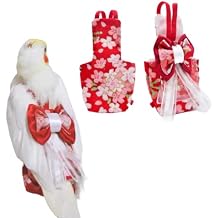 Bird Flight Suits Diapers, Parrot Flight Suits Diapers for Monk Parakeets, Cockatiels Flight Suits, Parrot Clothes, Bird Training Nappy Suit Liners Clothes M, Red-B