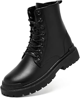 [FKHK] バイクシューズ メンズ サイドジップ 防水 ライディングブーツ ライダーブーツ レースアップブーツ オートバイブーツ 厚底 コンバットブーツ エンジニアブーツ アウトドア おしゃれ 滑り止め 軽量 合皮 黒 男性 レザー 大人用 秋冬