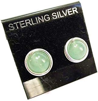 Light Green Aventurine and Sterling Silver Wire-Wrapped Post Earrings