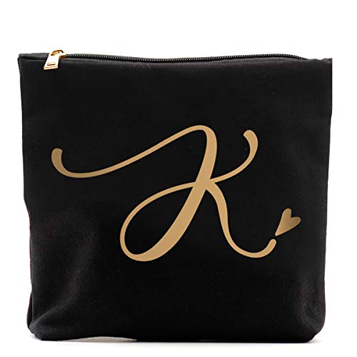 K initial monogram personalized travel makeup bag,cosmetic bag pe…